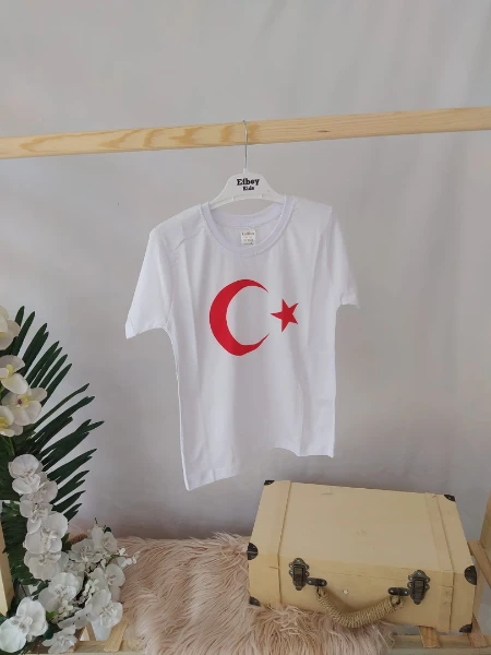 Beyaz Türk Bayraklı Tişört