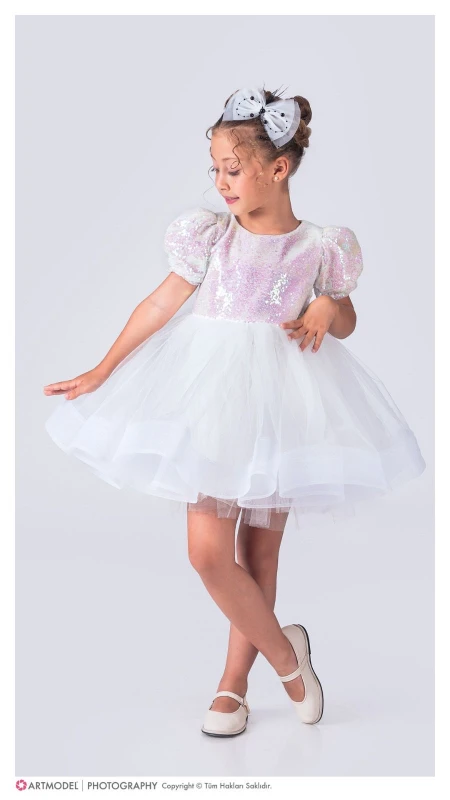 Yarım kollu balerin elbise 