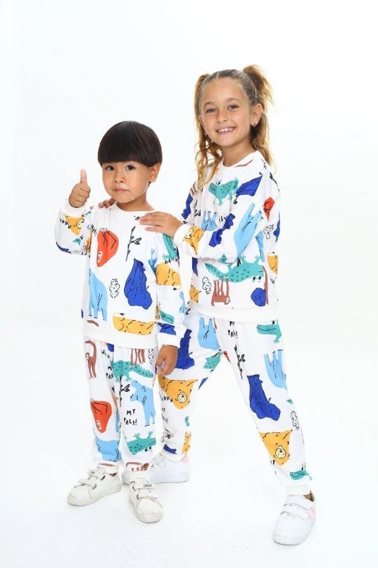 Baskılı unisex pijama takımı 