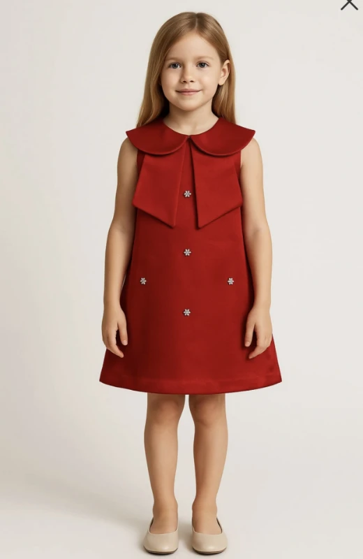 Yakası fiyonklu elbise 