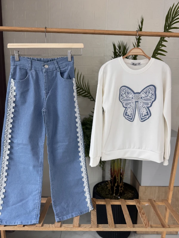 Fiyonk işlemeli kotlu takım 