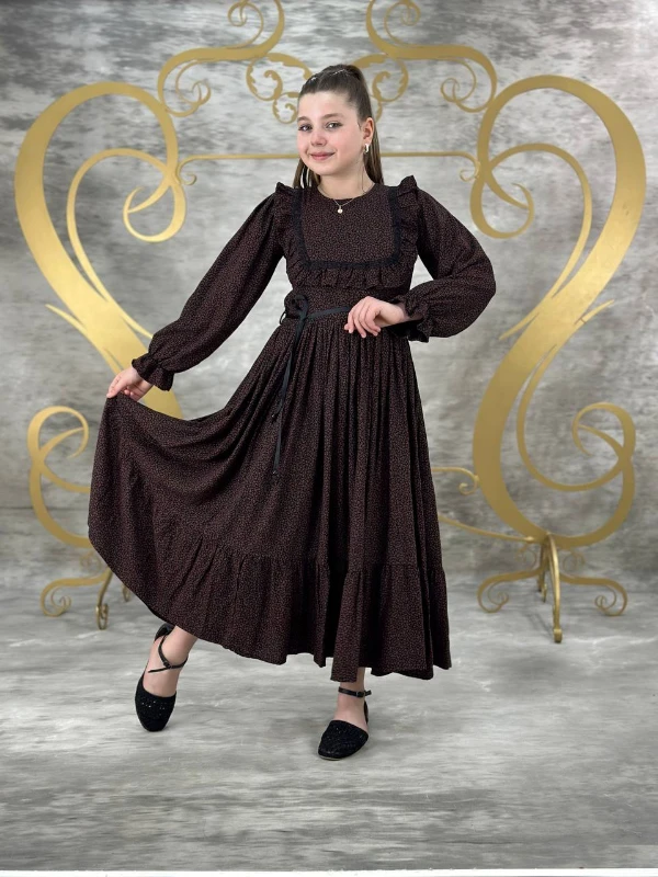 Beril model viskon Kız Çocuk Elbise