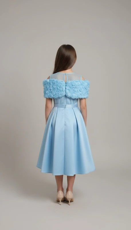 Omuzu gül detaylı abiye 