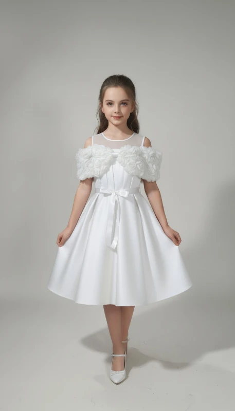 Omuzu gül detaylı abiye 