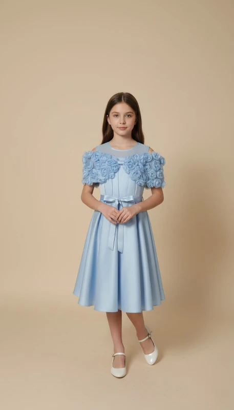 Omuzu gül detaylı abiye 