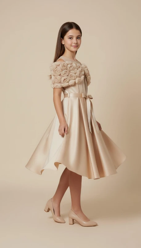 Omuzu gül detaylı abiye 