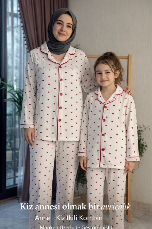 Anne kız kalpli pijama