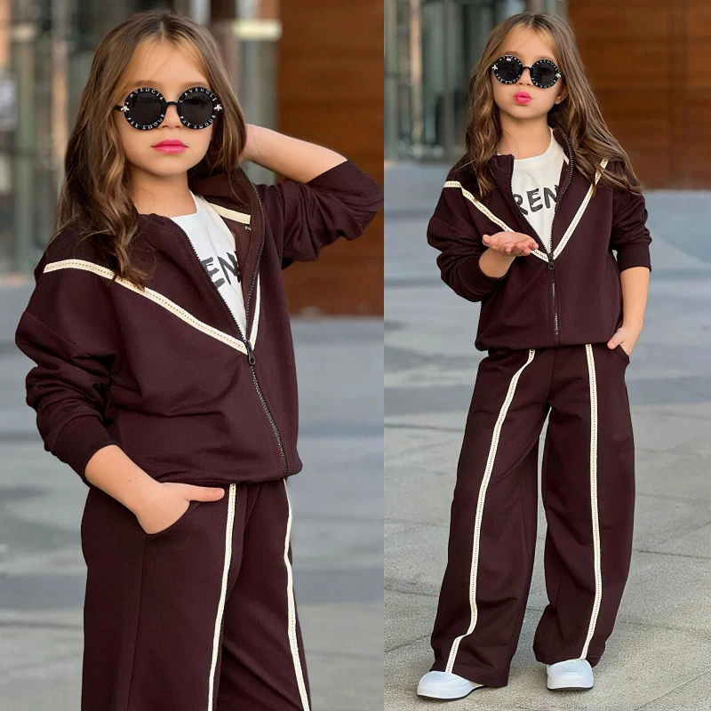 TRENDY ŞERİTLİ 3 LÜ KIZ TAKIM