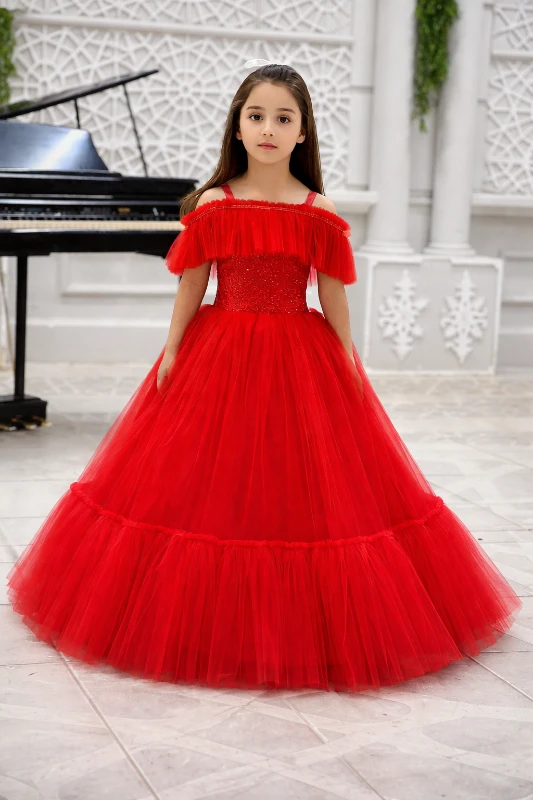 Prenses model pembe abiye 