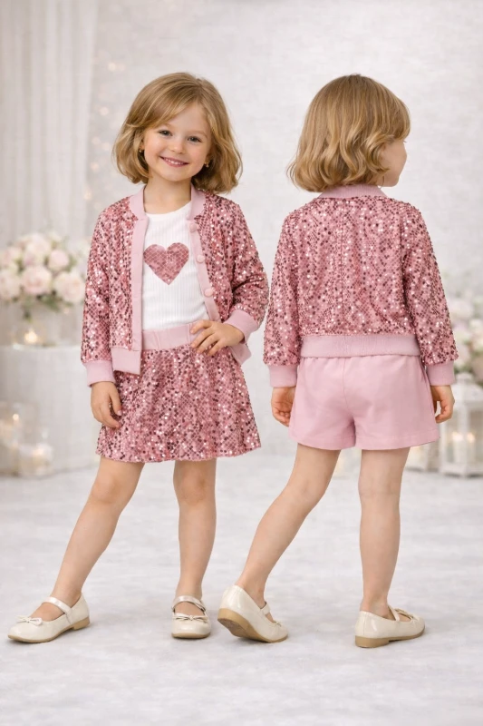 Pullu şort etekli 3 lü takım 