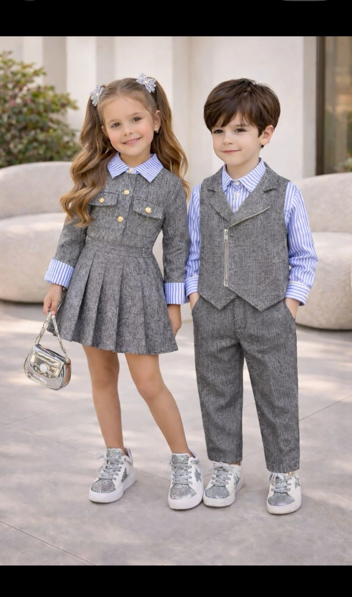 Kaşe kumaş tarz kardeş kombin 