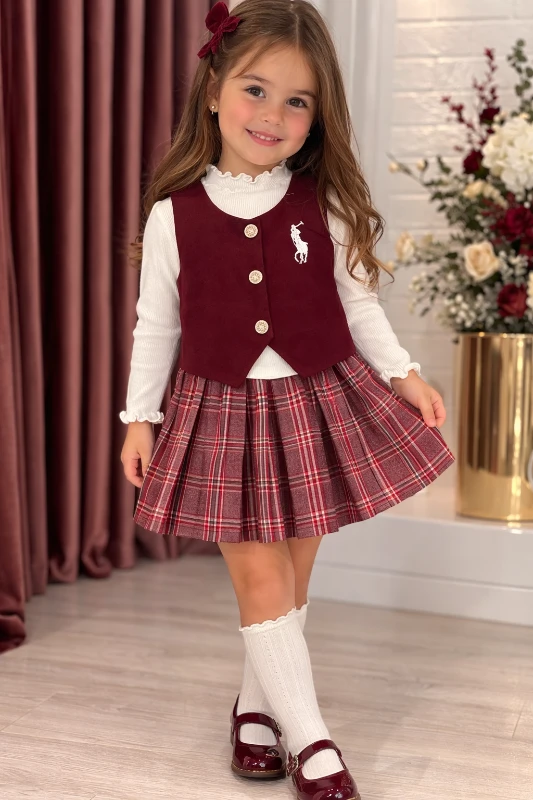 Bordo yelekli 3 lü takım 