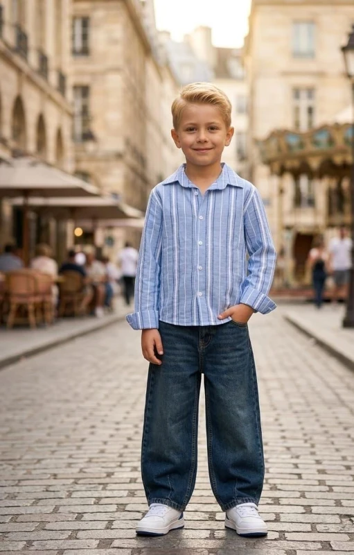 ÇİZGİLİ GÖMLEK KOTPANTOLON 2Lİ TAKIM