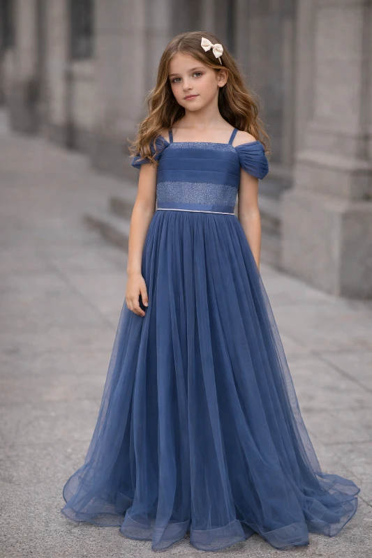 Garson boy omuz detaylı kız çocuk abiye 