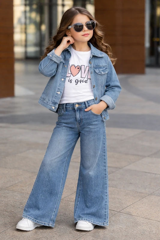 Kot ceketli 3 lü kız takım 