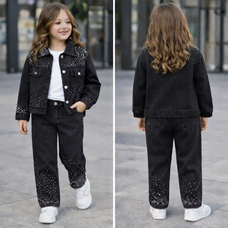 Taş baskılı kot takım 