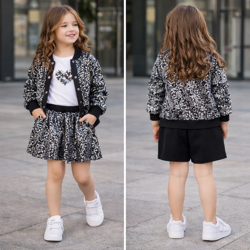 Pullu şort etekli 3 lü takım 