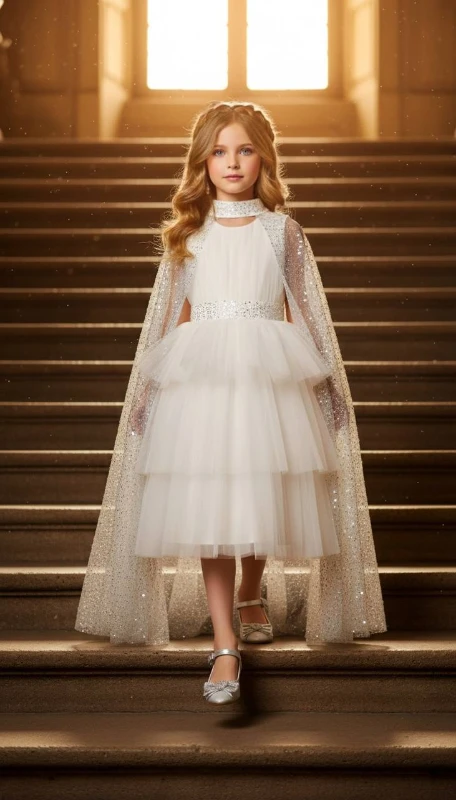 Pelerinli çocuk abiye 